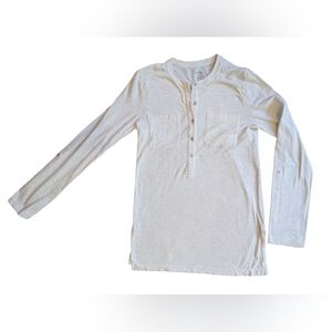 Ann Taylor Loft Vintage Wash T Off White Long Henley XS